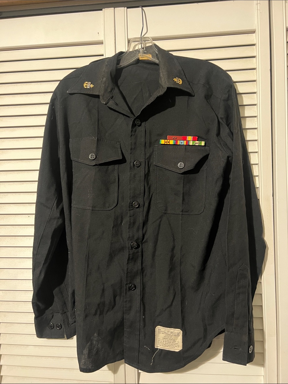 1970’s Men's Black Military-Style Button Shirt Jacket